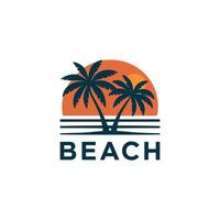 summer beach with palm trees and a beach scene vector