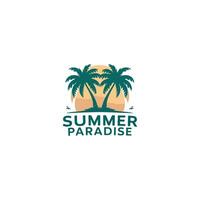 summer beach with palm trees and a beach scene vector