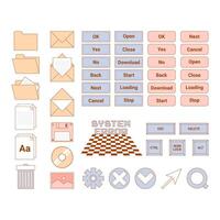 Y2k interface and typeface stickers element. Art lettering, graphic design icons for merch, typography, streetwear. illustration. vector