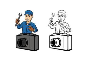 Camera Technician Character Design Illustration vector
