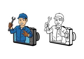 Camera Technician Character Design Illustration vector