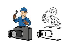 Camera Technician Character Design Illustration vector