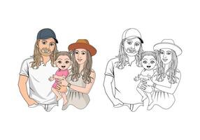 Family Cartoon Character Design Illustration vector