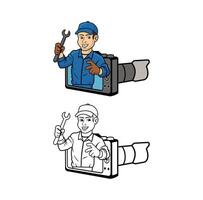 Camera Technician Character Design Illustration vector