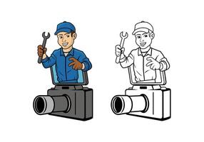 Camera Technician Character Design Illustration vector