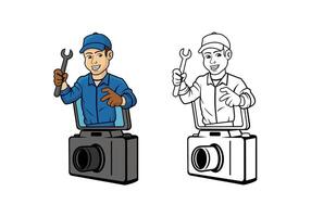 Camera Technician Character Design Illustration vector