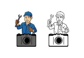 Camera Technician Character Design Illustration vector