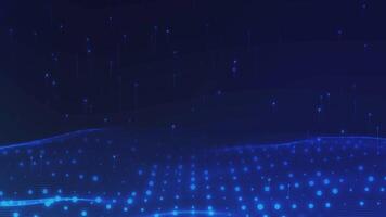 Digital cyberspace with particles and Digital data network connections. Abstract technology data flow, blue digital glowing grid, connection concept, big data, futuristic background, seamless loop video