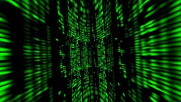matrix digital code tunnel motion animation green encoding, row matrix background. Binary Code Numbers Zero And One Randomly Populating Computer Screen video