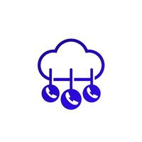 Voip telephony icon with a cloud vector