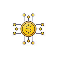 income streams or sources icon with outline vector