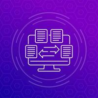 data exchange icon with documents, line vector