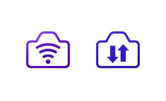 camera and wi-fi connection icons vector