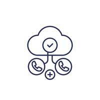 Voip telephony line icon with a cloud vector