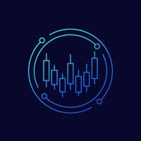 trading or candlestick chart icon, linear design vector