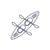 double kayak icon on white, line vector