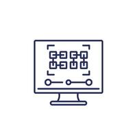 pattern recognition line icon with a computer vector