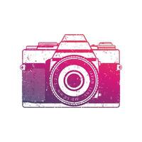 Retro camera , old analog slr over white vector