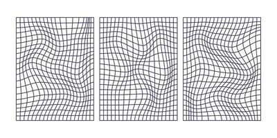 grids, distorted wireframes for poster design vector