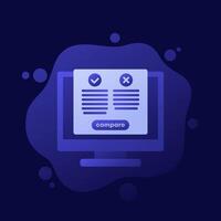 Pros and cons icon with a computer, design vector