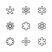asterisks set, line icons vector