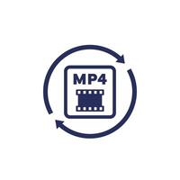 convert to mp4 file icon on white vector