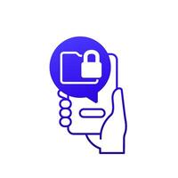 locked folder icon with a phone in hand vector