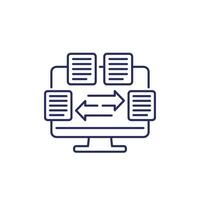 data exchange line icon with documents vector