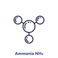 Ammonia, NH3 molecule line icon vector