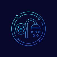 cold shower icon, linear design vector