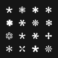 asterisks icons, geometric shapes set vector