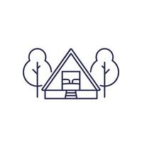 log cabin line icon on white vector