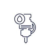 Cutting with water, CNC machine line icon vector