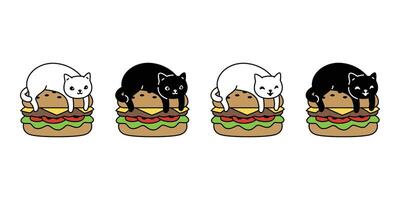 cat kitten hamburger calico icon logo breed symbol character cartoon isolated illustration doodle design clip art vector