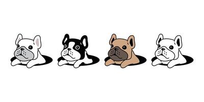 dog french bulldog icon hole puppy character cartoon pet symbol scarf isolated tattoo stamp clip art illustration design vector