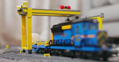 Model Train with Crane on Textured Carpet video