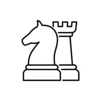 Chess outline icon, gross master symbol. Strategy, leadership, collaboration concept. Editable stroke vector