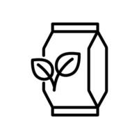 Eco paper bag with leaves outline icon. Eco friendly package symbol. Editable stroke vector