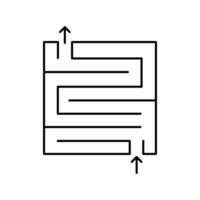 Labyrinth outline icon. Strategy, leadership, collaboration, solution concept. Editable stroke vector
