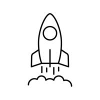Rocket ship outline icon. Editable stroke vector