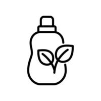 Plastic bottle of liquid detergent or fabric softener outline icon. Biodegradable package symbol. Editable stroke vector
