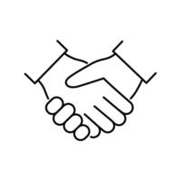 Hands shake outline icon. Teamwork, partnership success concept. Editable stroke vector