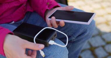 Charging Mobile Device with Portable Power Bank video