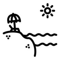 Beach with Sun umbrella and Lounger Outline Icon vector