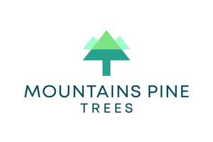 pine trees and mountains in modern geometric shapes vector