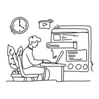 Uncover the beauty of simplicity in Content Creation with a minimalist flat illustration of a creator immersed in the process of writing a blog post vector
