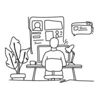 Uncover the beauty of simplicity in Content Creation with a minimalist flat illustration of a creator immersed in the process of writing a blog post vector
