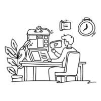 Uncover the beauty of simplicity in Content Creation with a minimalist flat illustration of a creator immersed in the process of writing a blog post vector