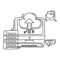Discover the essential concepts of data protection with a stylish flat illustration showcasing a computer, cloud, and arrow vector