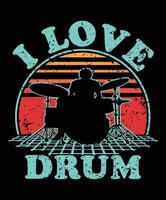 drum silhouette on a white background. drum silhouette design. drum vintage design. drum silhouette vintage sunset graphic t shirts design. vector